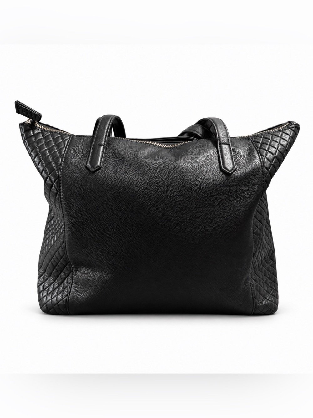 Vera Bradley Black Quilted Leather Tote Bag Large Shoulder Purse 38630-481